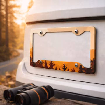 Mountain Sunset License Plate Frame, Nature Forest Car Frame, Outdoor Adventure Auto Tag Holder, Gift for Hikers & Campers