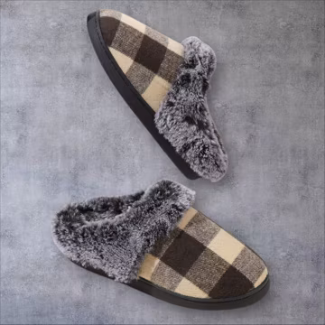 Plush Faux Fur Lined Plaid House Slippers, Women's Cozy Non-Slip Indoor Shoes