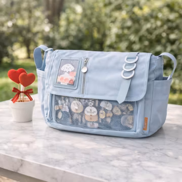 Kawaii Harajuku Ita Bag Purse, Transparent Y2K Pin Display Bag for Anime Fans