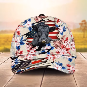 Dexter American Flag Flowers Pattern Cap, Farmer Cap, Vintage Farmer Hat, Mens Farmer Hats, Cap For Farmers - Printed (not embroidered)