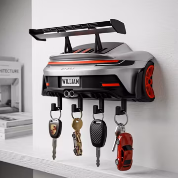 Personalized Sports Car Key Holder, Custom Wall Key Rack, 3D Printed Car Lover Gift for Him, Unique Garage Entryway Decor
