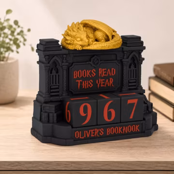 Personalized Sleeping Dragon Book Tracker,Custom 3D Printed Books Read This Year,Dark Fantasy Gift For Book Lovers