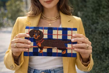Dachshund Dog Hand Beaded Clutch Purse Bag