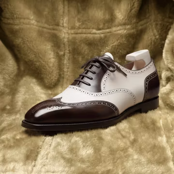Bespoke Two Tone Spectator Brogue Oxford Shoes Mens Leather Vintage Dress Shoes