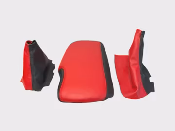 For Corvette C6 Torch Red & Black Leather Manual Shift Ebrake Console Cover Set