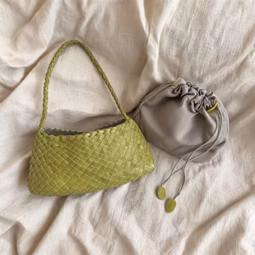 Woven Leather Shoulder Bag, Handwoven Hobo Purse, Soft Underarm Handbag