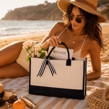 Personalized Canvas Tote Bag, Custom Logo Tote, Elegant Beach Bag, Bulk Promotional Bags, Corporate Gift Tote, Business Giveaway Bag