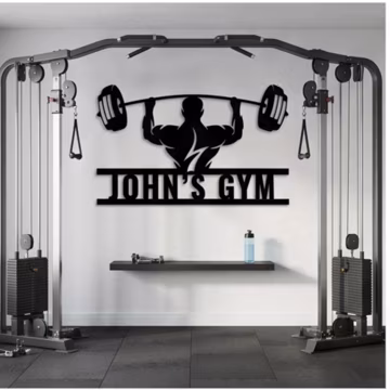 Personalized Gym Name Metal Sign, Custom Bodybuilder Name Sign, Fitness Center Wall Art, Barbell Gym Wall Hanging
