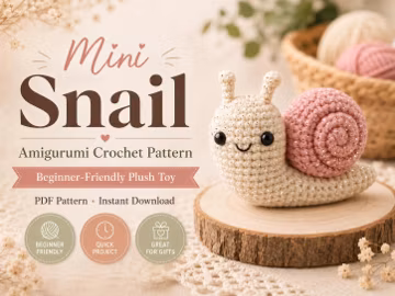Mini Snail Amigurumi Crochet Pattern, Beginner Friendly Keychain Plush (PDF Download)