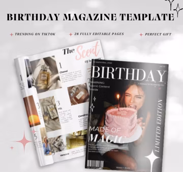 Birthday Magazine Template, Customizable Gift, Canva (Digital Download)