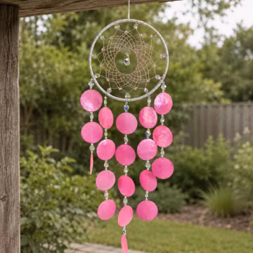 Natural Shell Dream Catcher Wind Chime,Crystal Moon Suncatcher,Boho Nordic Bedroom Wall Hanging,Coastal Home Decor,Six Color Options