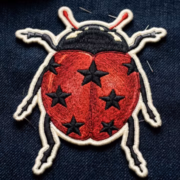 Star Ladybug Embroidered Patch - Red Beetle with Black Stars Iron On - Cute Celestial Insect Accessory - Whimsical Gift for Garden Lovers