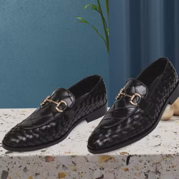 Men’s Handmade Black Monk Strap Shoes – Christmas Gift – Pure Leather Formal Dress Footwear