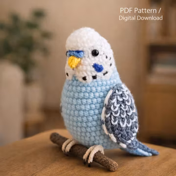 Amigurumi Budgie Crochet Pattern PDF β Adorable Parakeet Toy for Kids, Beginner Friendly DIY, Instant Digital Download, Kids Room Decor