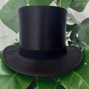 Genuine Leather Top Hat Black Charcoal | Gothic Steampunk Hat | Leather Festival Hat | Zipper Detail | Handmade Style 150