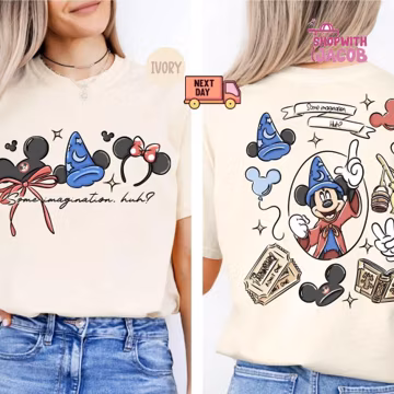 Comfort Colors Sorcerer Some Imagination Huh Shirt, WDW Fantasia Shirt, Coquette Bow Girl Trip Shirt, Family Matching Tee, Magic Kingdom Tee