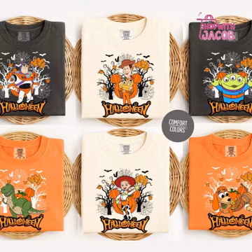 Comfort Colors Halloween Family Matching Shirts, All Characters Halloween Matching Group Shirt, Halloween Party Tee, Spooky Season