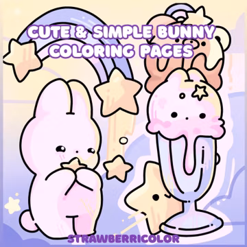 Kawaii Bunny Coloring Book | Hand-Drawn Chibi Animals and Cute Friends | 8 Easy Pages for Kids and Adults | PDF