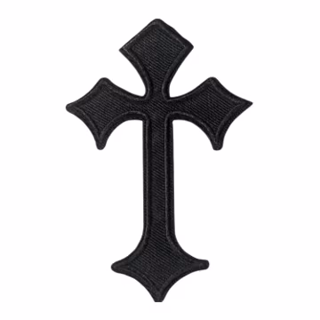 Black Cross Embroidered Patch Gothic Christian Biker Sew-On Iron-On