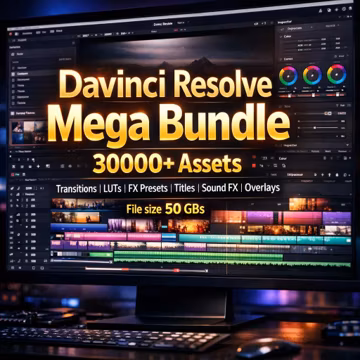 DaVinci Resolve Mega Bundle: 30000+ Transitions, LUTs, Titles, Effects (Digital Download)
