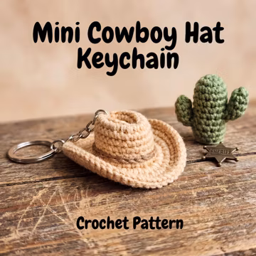 Mini Crochet Cowboy Hat Keychain Pattern – Instant Download PDF Tutorial