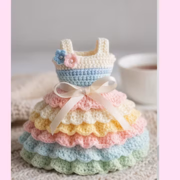 Layered Scallop Crochet Baby Dress Pattern | Pastel Rainbow Dress Tutorial (PDF Download)