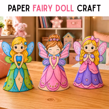 Make a Fairy Paper Doll Craft | Printable Cut & Paste Activity | Fairy Dress Up for Kids | Montessori PDF