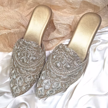 Golden Bridal Heels, Pointed Toe Block Heels, Bellies, Ballerinas, Mules, Wedges,