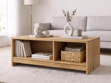 Rectangle Storage Coffee Table Woodworking Plan | 48 Inch Wide Farmhouse Living Room Centerpiece with Open Shelf, DIY Step-by-Step Guide