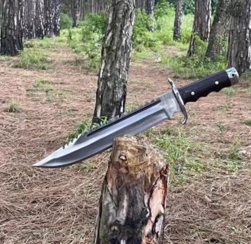 Handmade Bowie Knife: Carbon Steel Hunting, Camping, Bushcraft With Leather Sheath