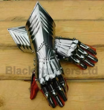Medieval Steel Gauntlets | Late Gothic Knight Armor Gloves | Warrior Reenactment Battle Costume | LARP Armor Cosplay And Role Play Gauntlets