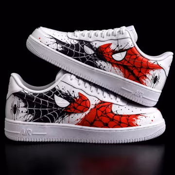 Custom Spider Sneakers, Hand Painted Spider Web Shoes, Superhero Inspired AF1 Style Shoes, Personalized Streetwear Gift for Men Women
