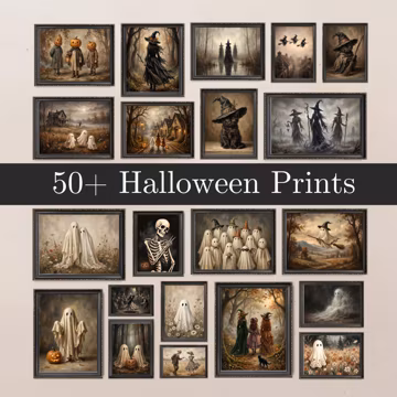 Halloween Mega Bundle Prints | 50+ Prints | Spooky Fall Decor | Gothic Gallery Wall | Dark Moody Printable Download