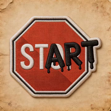 START Sign Embroidered Iron On Patch | Motivational Street Sign Applique | Jacket Patch | Backpack Decor | Embroidery Badge