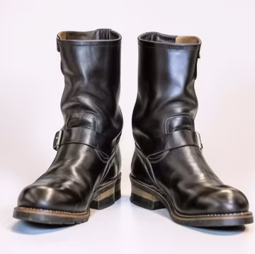 Men's Handmade Black Leather Engineer Boots – Buckle Strap Vintage Mid-Calf Motorcycle Biker Boots