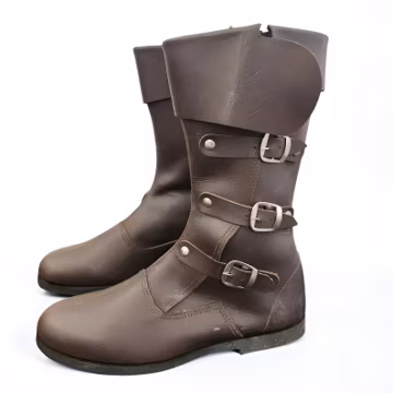 Handmade Men's Black Leather Medieval Renaissance Viking Pirate Long Boots – Genuine Leather