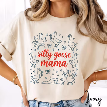 Mama Goose Shirt Funny Goose Tee, Silly Goose Mama Shirt, Mother's Day Gift Shirt, Hand Drawn Geese Graphic, Comfort Colors 1717