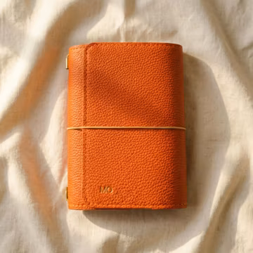 Tri-fold genuine leather notebook cover, travel notebook, cowhide textured diary set, A5 size replaceable inner pages, a gift for him.