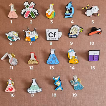 Science Enamel Pins, Chemistry Lab Themed Jewelry, STEM Teacher Gift