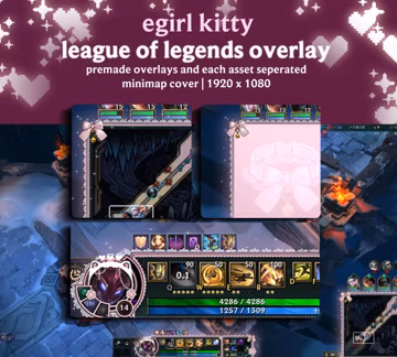Pink Egirl Kitty HUD League of Legends Overlay | For Gamers and Streamers