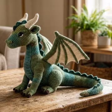 Realistic Crochet Dragon Pattern : Detailed Fantasy Amigurumi , Intermediate (PDF Download)