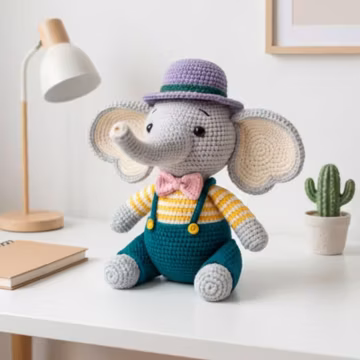 Easy Amigurumi Elephant Crochet Pattern : Beginner Animal Crochet Tutorial (PDF Download)