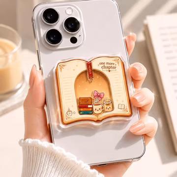 Bookish Shaker Magsafe Phone Grip, One More Chapter Acrylic Phone Stand, Books and Mug Charms, Reading Accessory, Bookworm E-reader Stand