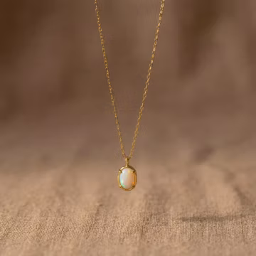 Dainty Opal Necklace 14K Gold Vermeil Sterling Silver October Birthstone Jewelry Gift for Women Minimalist Pendant for Anniversary