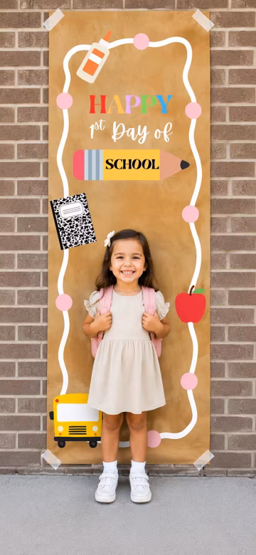 Editable First Day of School Banner Template | Canva Pro Back to School Photo Banner | Printable 24x75 in. Digital Download
