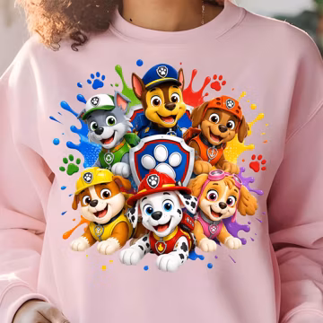 Cartoon Dog Police Team PNG Kids Birthday T-Shirt Design (Digital Download)