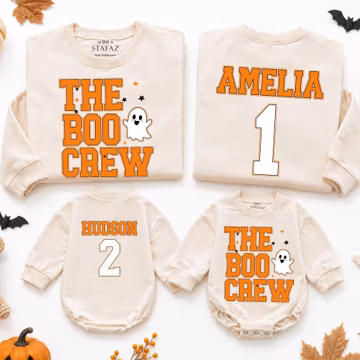 The Boo Crew Sweatshirt, Matching Family Halloween Ghost Shirt Toddler Romper