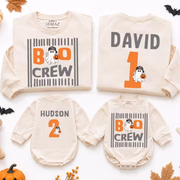 Boo Crew Halloween Sweatshirt, Family Matching Spooky Shirt Toddler Romper