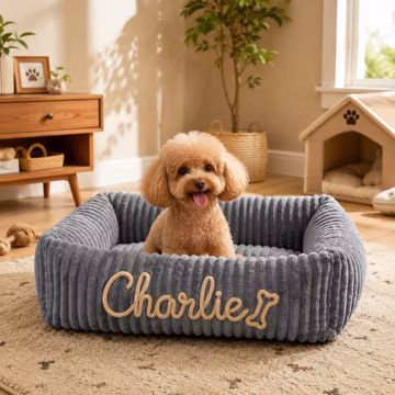 Personalized Chenille Pet Bed With Name, Custom Dog Bed With Embroidered Name, Cozy Puppy Bed For Small Dogs,Soft Pet Sofa For Dogs And Cats