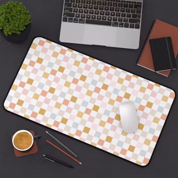 Pastel Checkered Desk Mat, Boho Minimalist Office Accessories, Gaming Mat, Computer Pad, Y2K aesthetic, Trendy Workspace, Modern Desk Matt